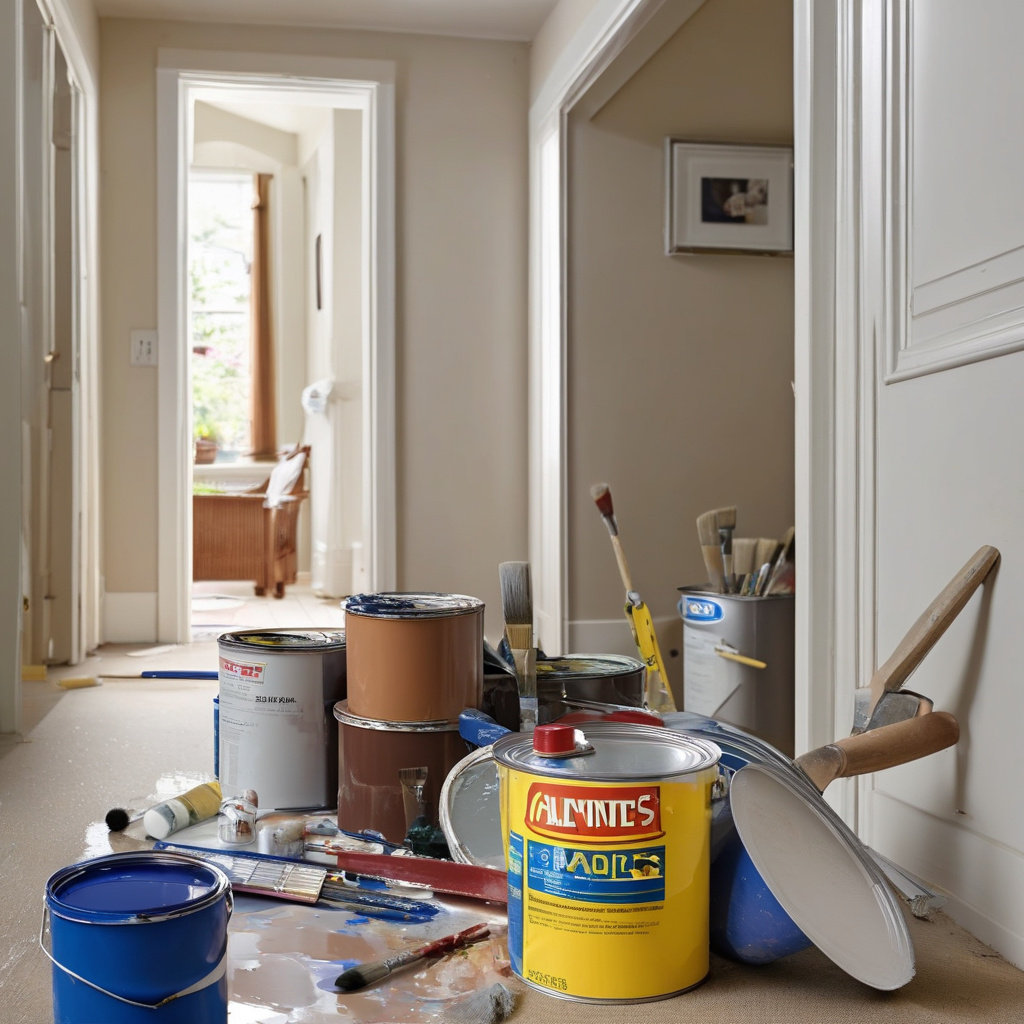 Мастер устанавливает зеркало в иллюстрированной прихожей