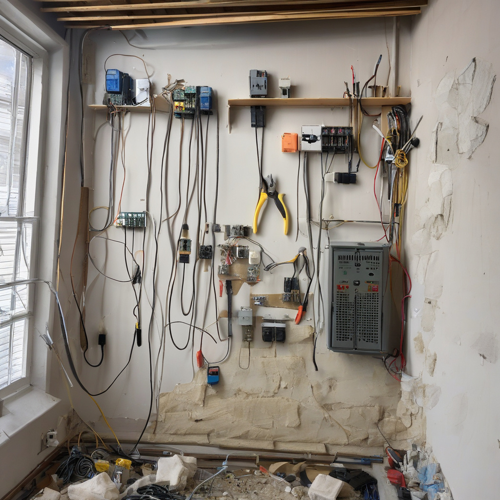 инструменты и новый электрический выключатель с отверткой и тестером