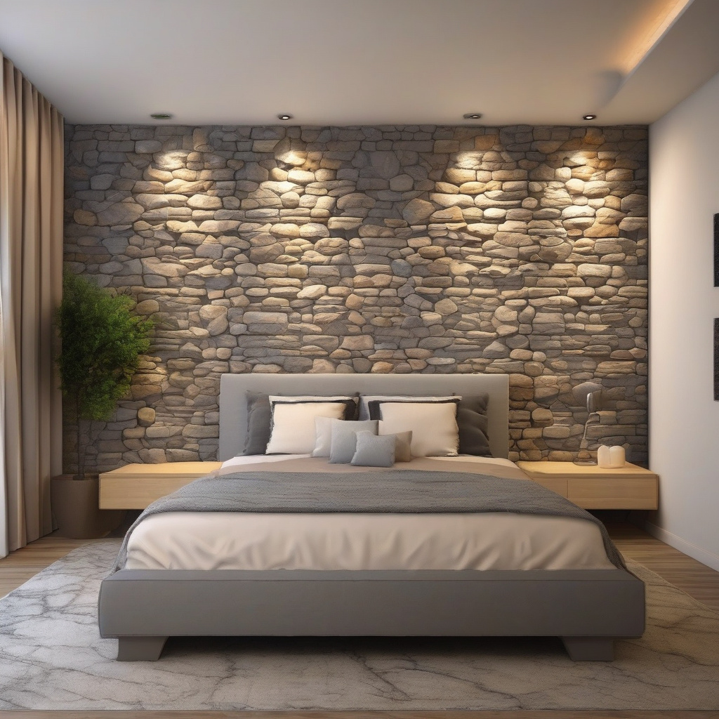 готовый результат облицовки декоративным камнем стен в львовском частном доме