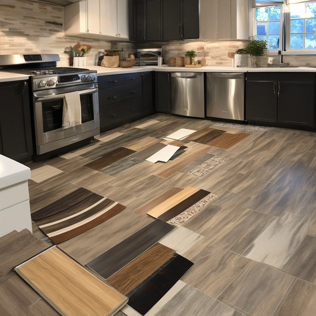 Процесс укладки напольного покрытия на кухне