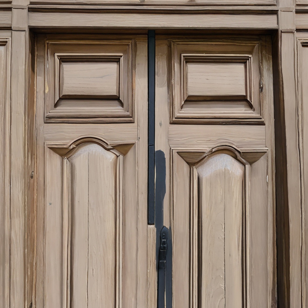 процесс покраски и нанесения морилки на дверь