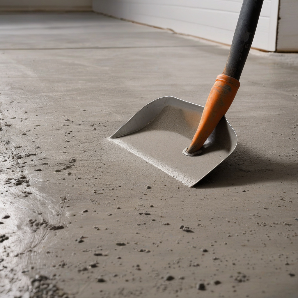 Перевірка рівня і якості поверхні бетонної плити гаража