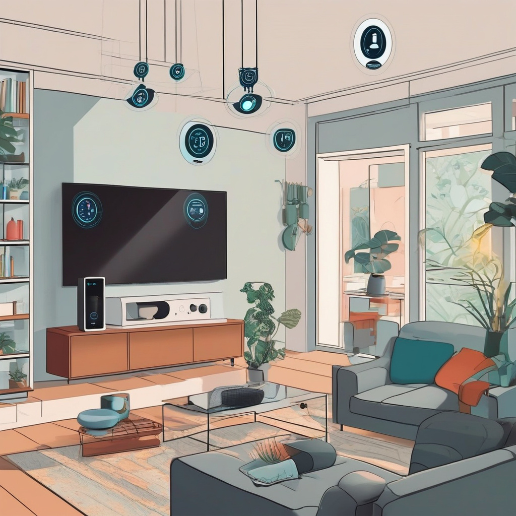 Інтерʼєр приватного будинку з різними типами сенсорів та віконними контролерами