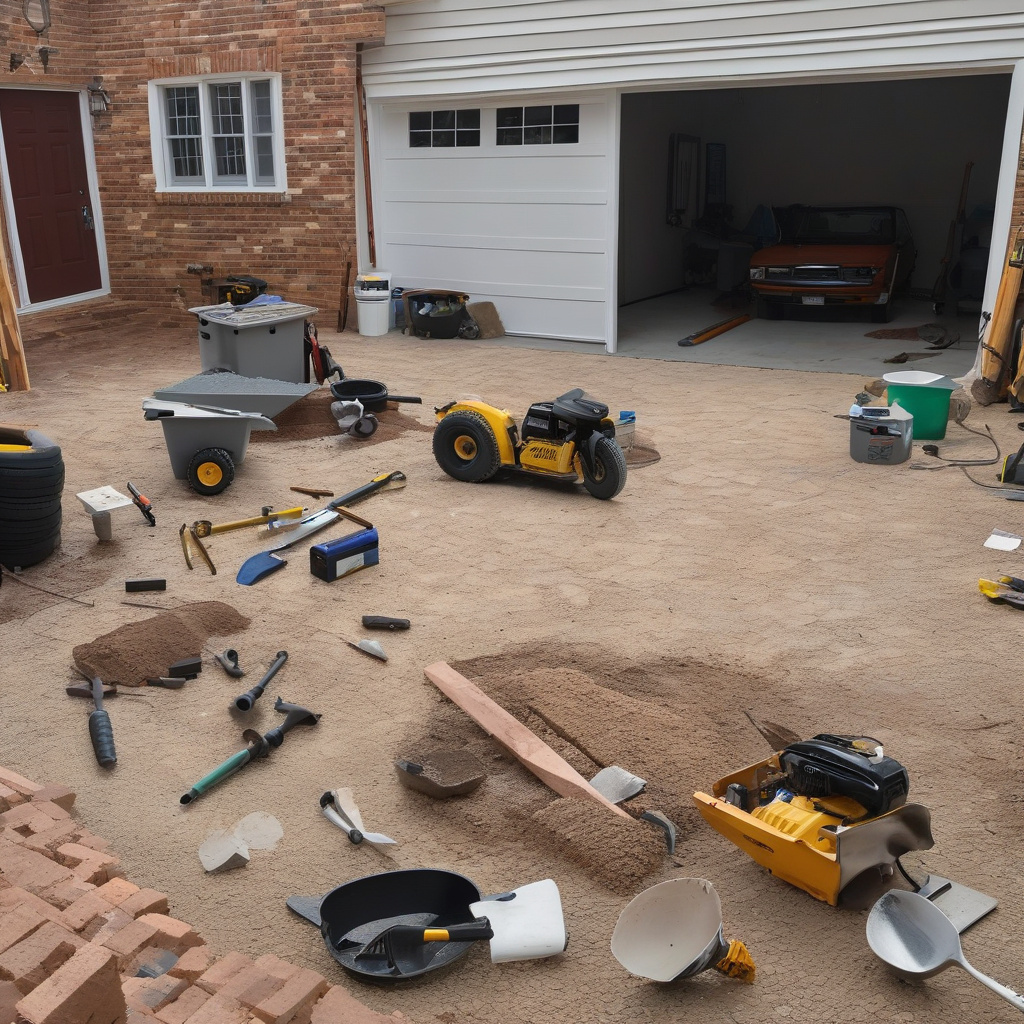 Бетонні стіни в процесі ремонту гаражної ями