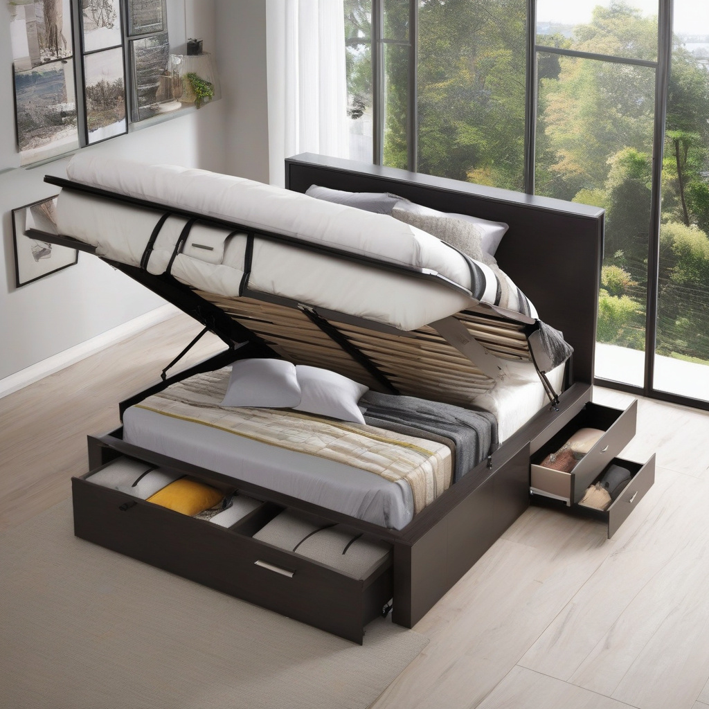 Підйомне ліжко-платформа з ДСП у сучасному інтер’єрі