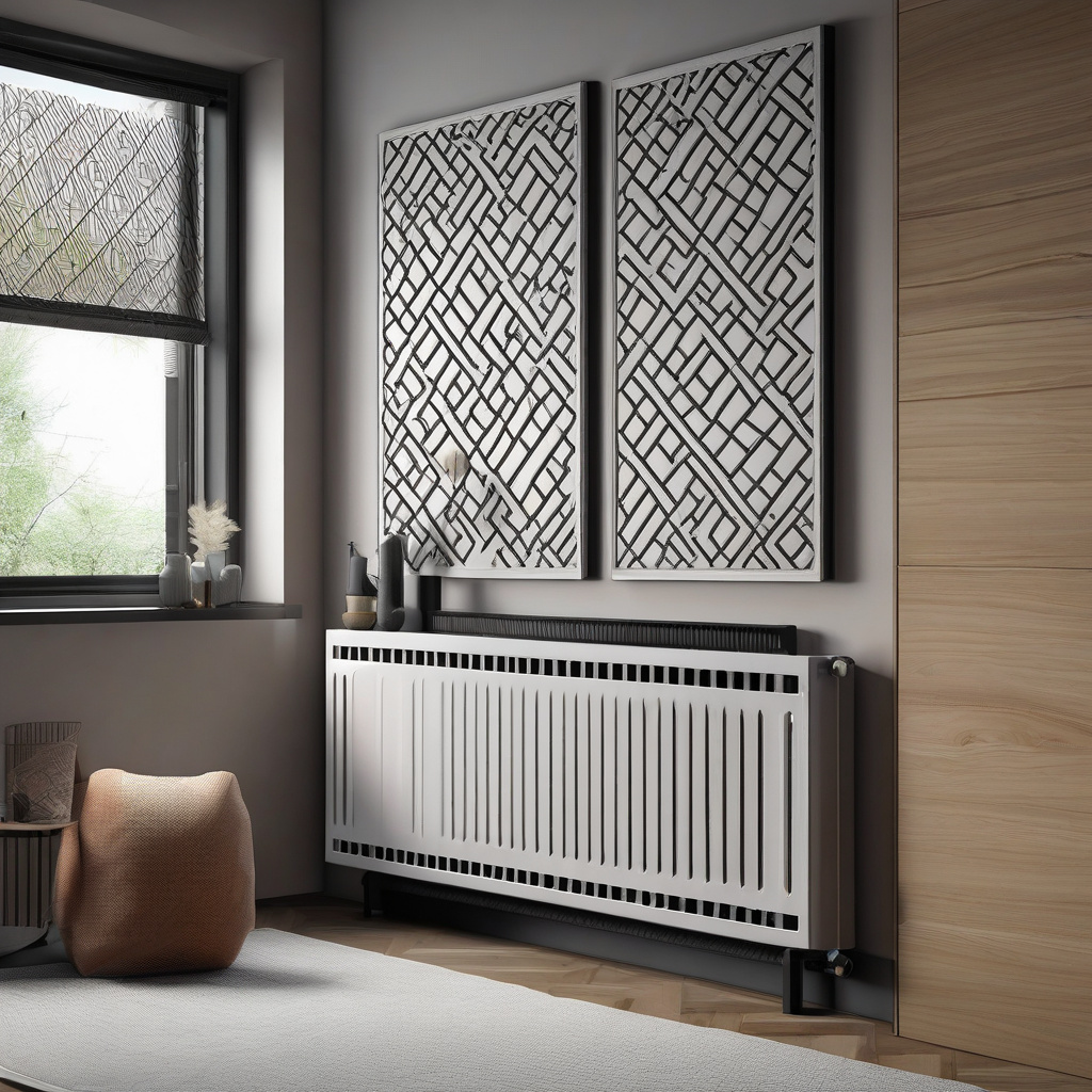 Захисний екран для радіатора, вмонтований у раму біля вікна