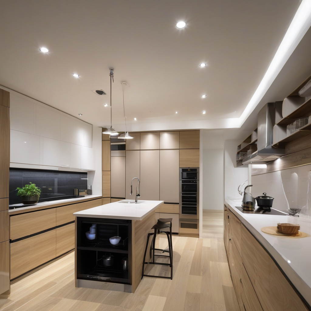 Точкові світильники над барною зоною як приклад комбінованого підсвічування Зручне локальне освітлення фонтаном світла над барною зоною