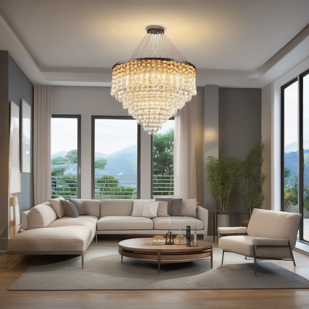 Майстер встановлює підвісну люстру на бетонну стелю