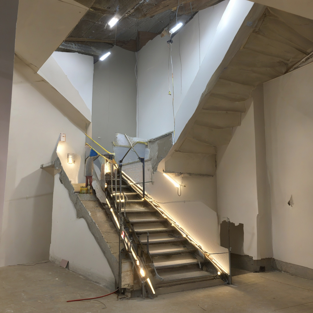 Монтаж протиковзких накладок на сходах