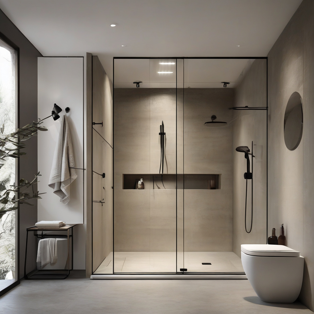 Душова кабіна без піддона в інтер’єрі, антиковзка плитка