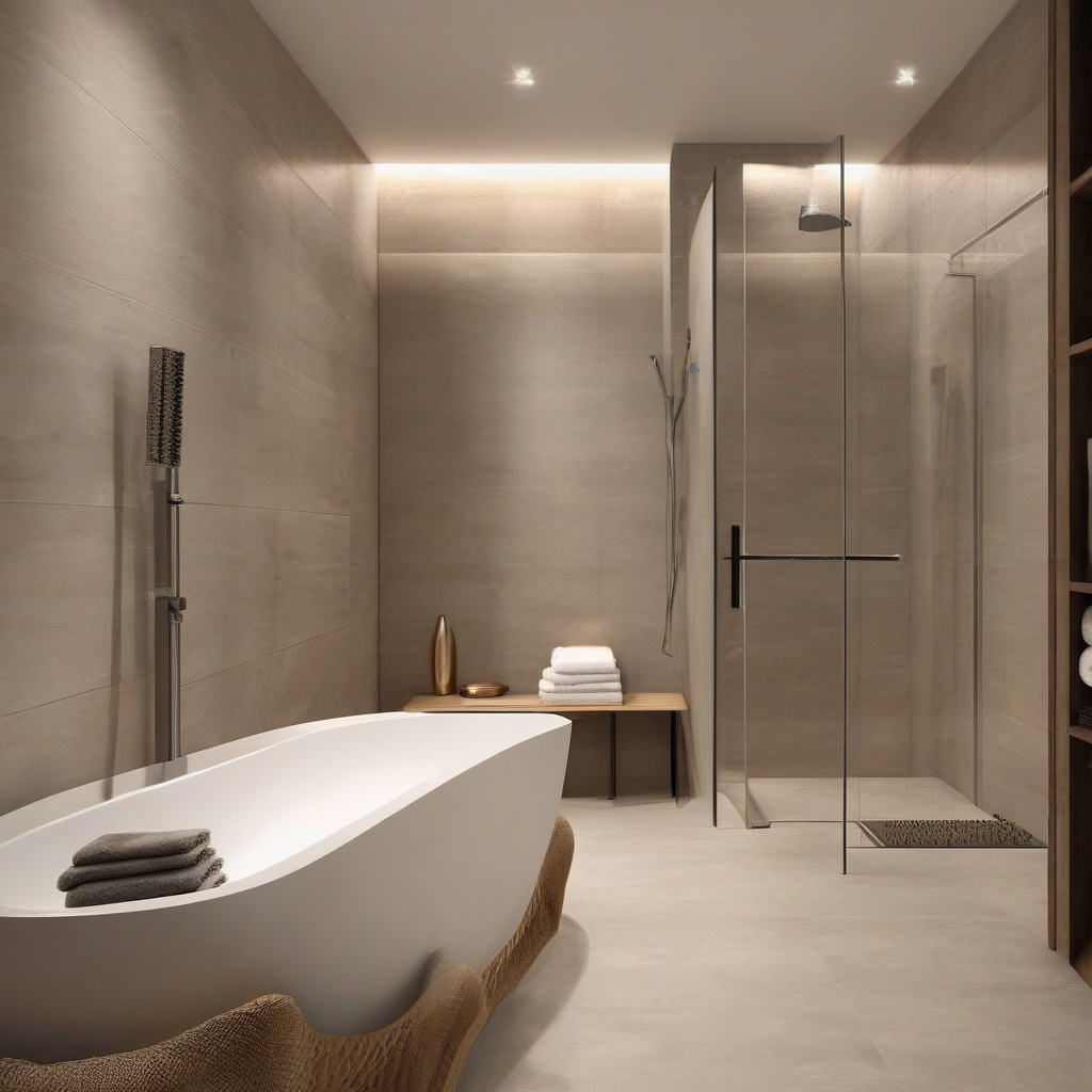 Сучасна душова без піддона з лінійним трапом