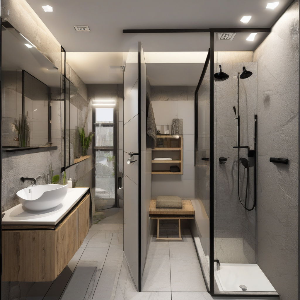 Продумане зберігання та сучасний інтер'єр у маленькій ванній кімнаті