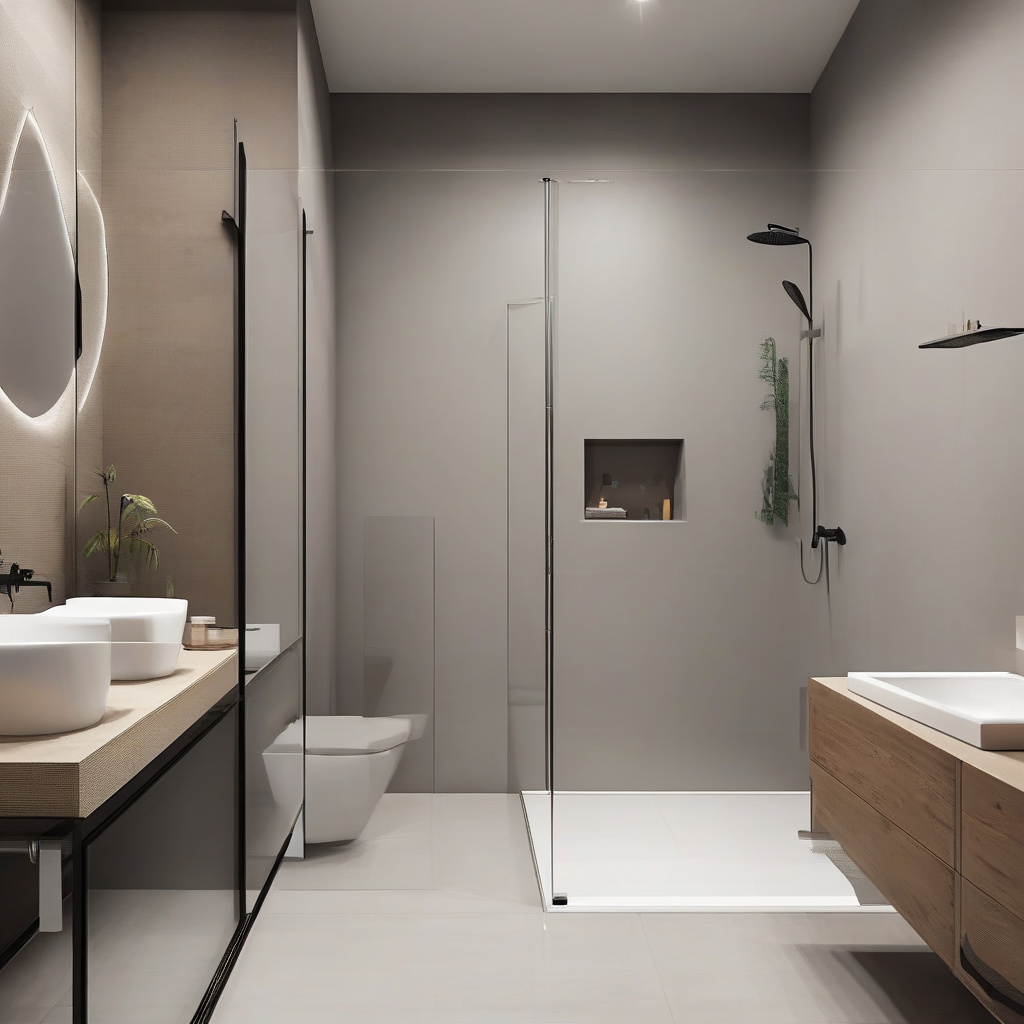 Використання рівня під час встановлення перегородки у Львові процес монтажу скляної душової перегородки з рівнем у львівській квартирі