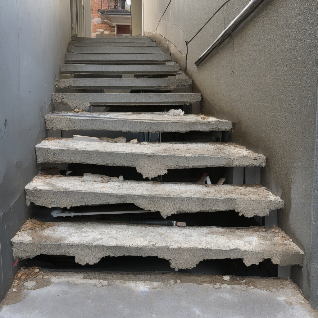 Обробка країв бетонних сходів при ремонті Обробка країв сходів, бетонні сходи