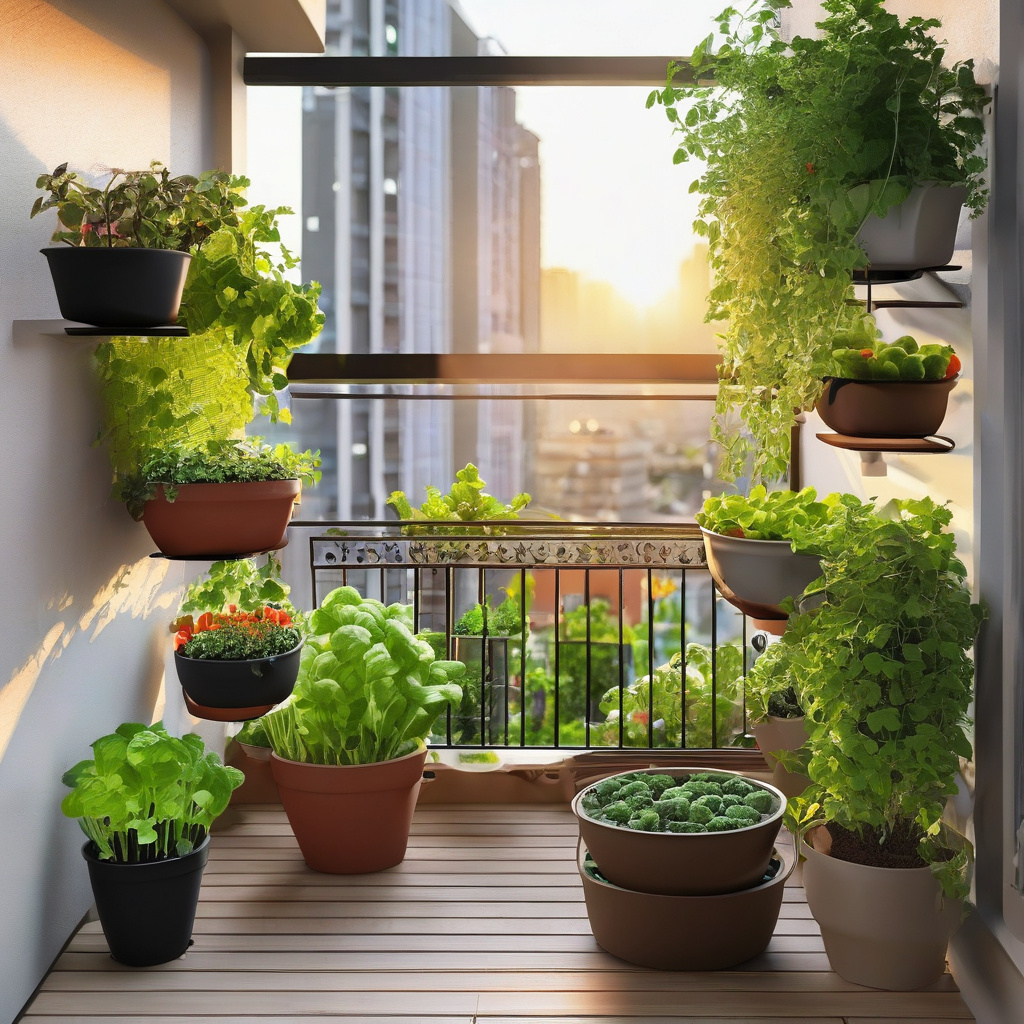 Міні-сад на балконі з овочами та зеленню