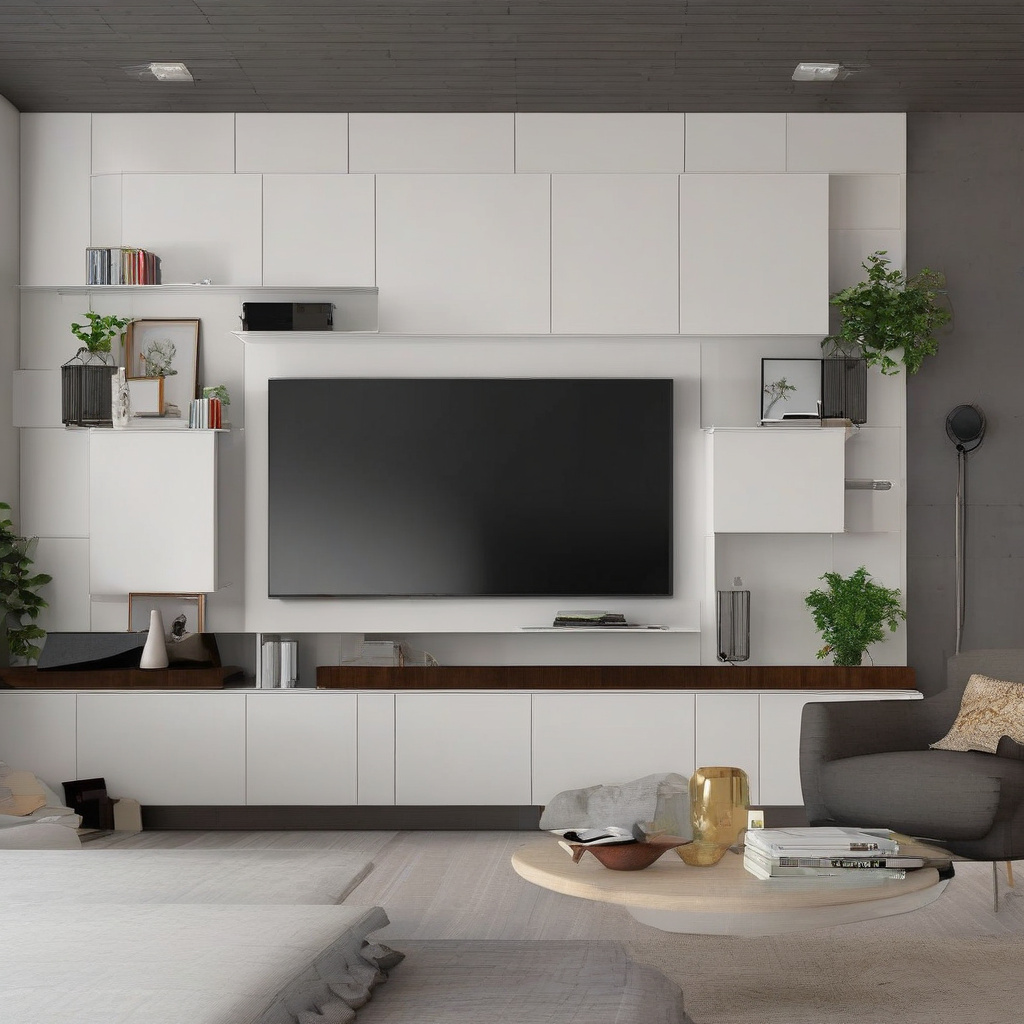 гіпсокартонна стінка під телевізор сучасний дизайн