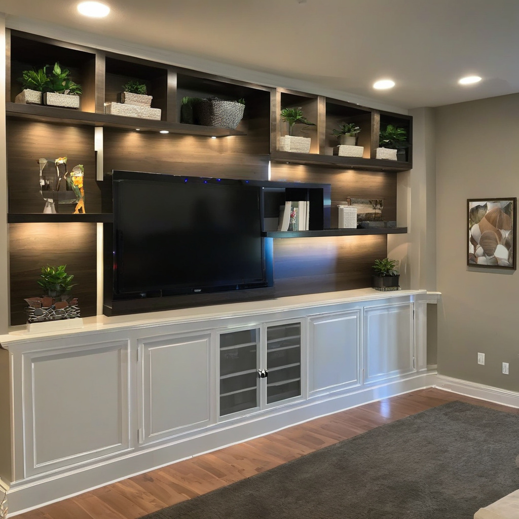 стильна гіпсокартонна ТВ стінка з підсвіткою