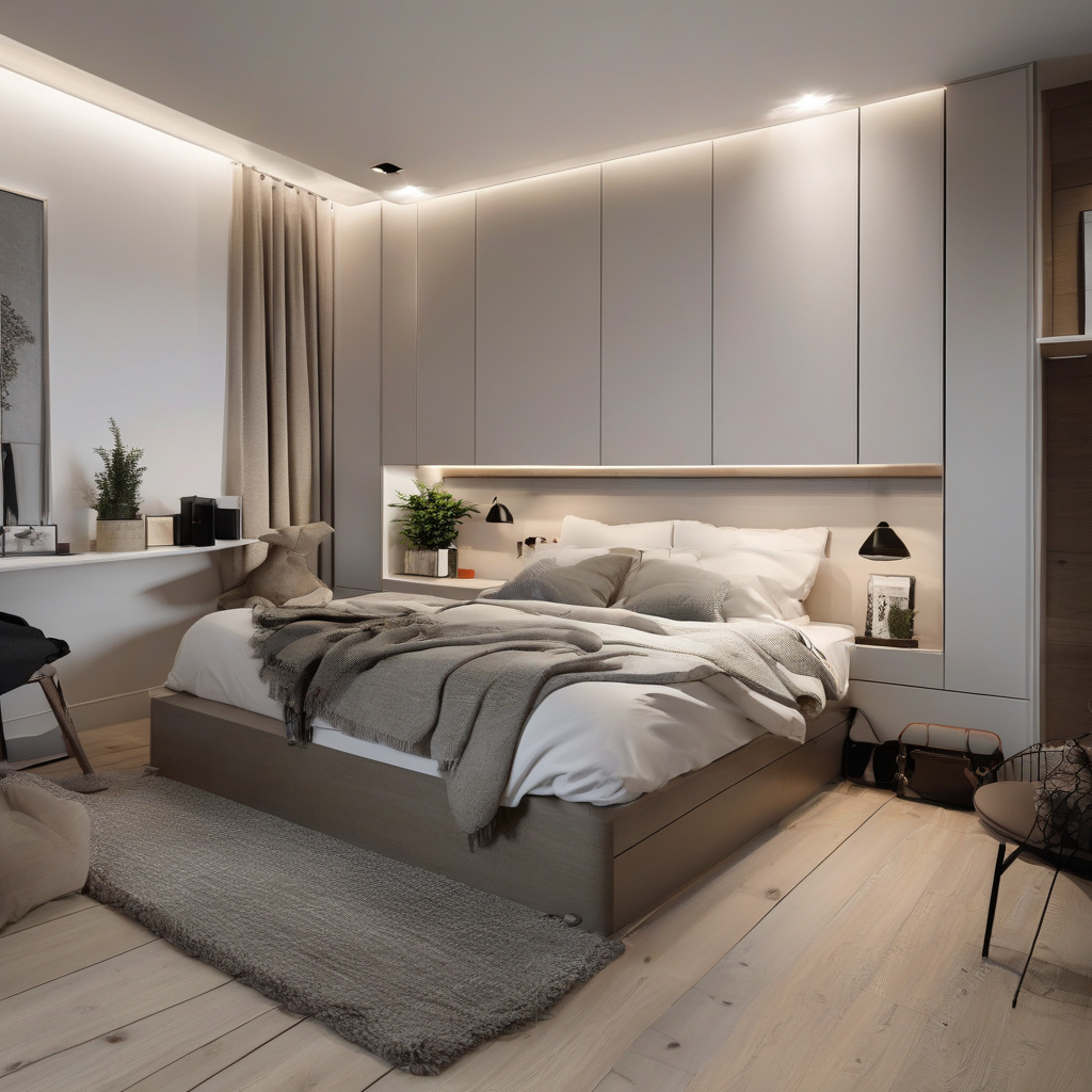 Рассеянное освещение в минималистичной спальне