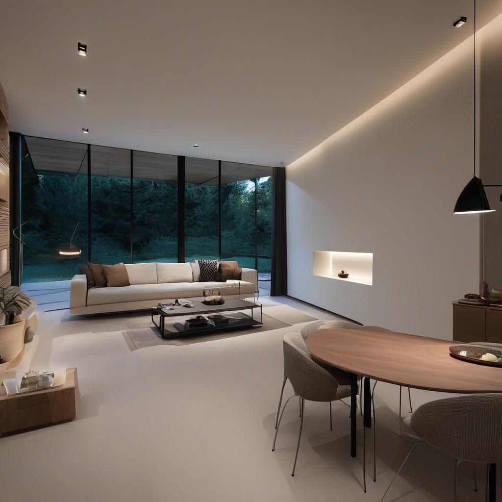 Освітлена ніша у вітальні з гіпсокартону