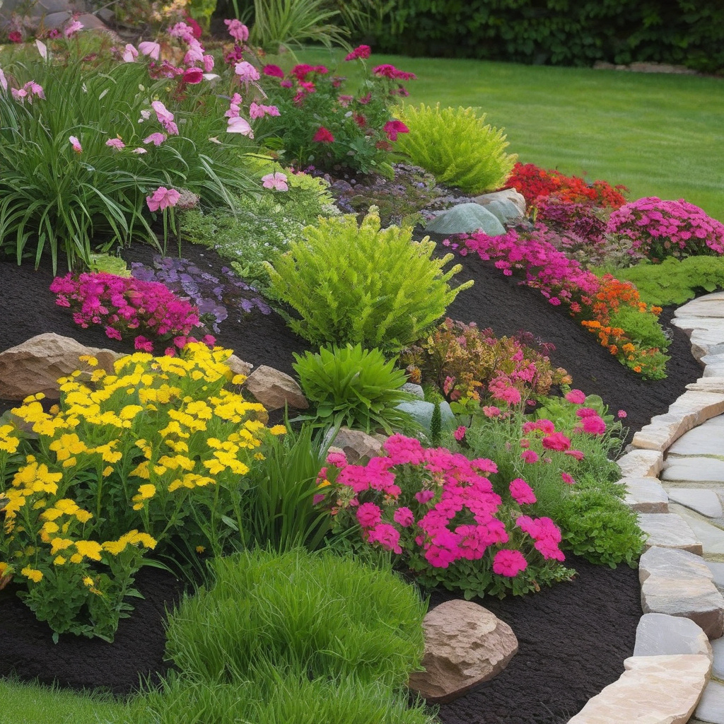 формування борту кам’яної клумби для ландшафту приватної ділянки