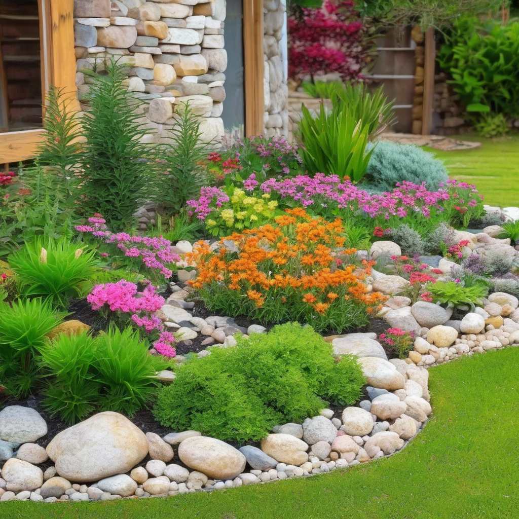 клумба з натурного каменю з ознаками руйнування ландшафтної конструкції