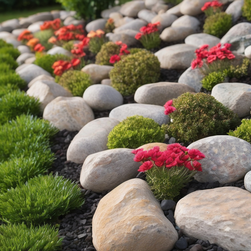 готова декоративна кам’яна клумба для озеленення подвір’я