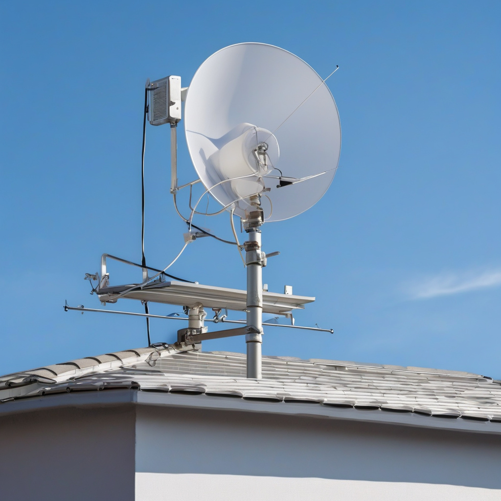 майстер проводить монтаж антени для покращення якості сигналу телевізора