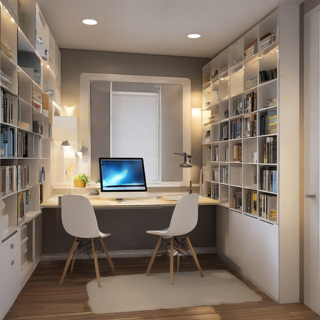 гармонійна комбінація верхнього і настільного освітлення для робочого кабінету