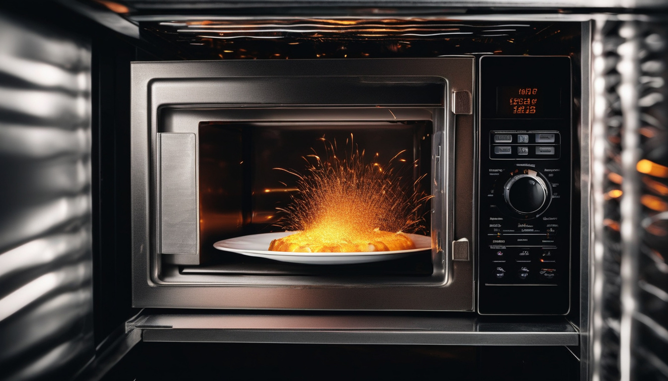 Приклад пластини слюди в мікрохвильовці із слідами нагару та забруднення