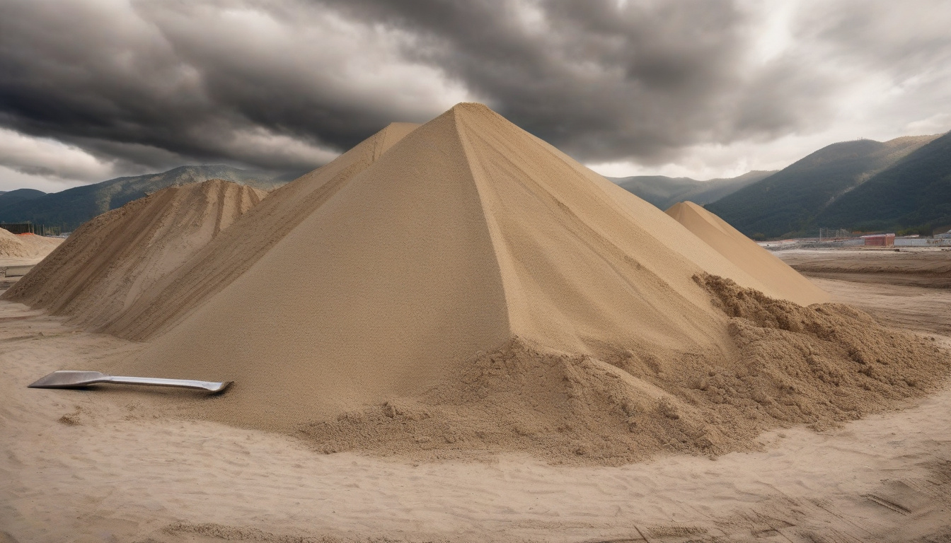 Ремонтник перевіряє густину піску в мішку перед початком роботи