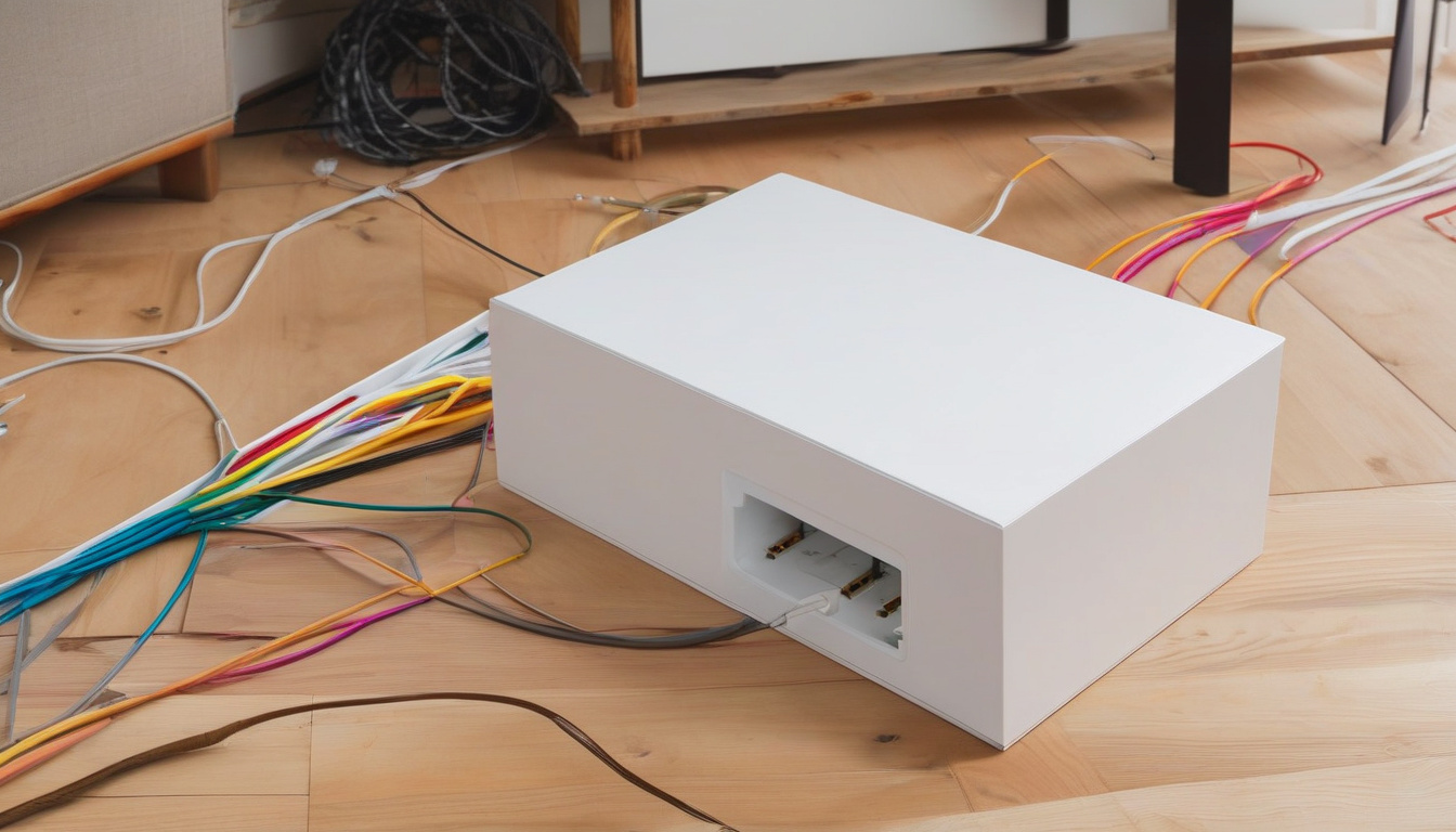 Інтер’єр вітальні, де кабелі телевізора акуратно приховані у стіні