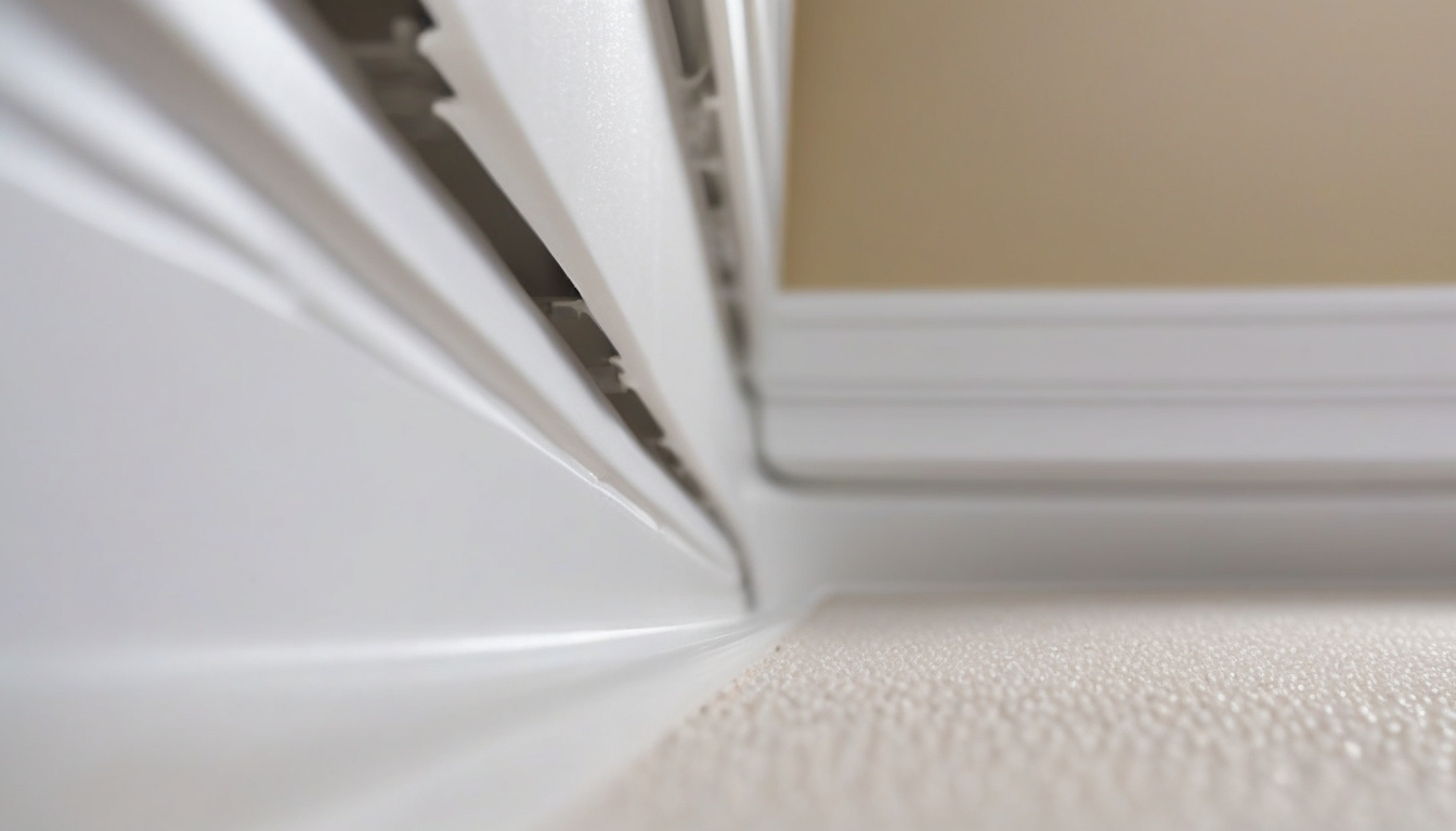 Кабелі від телевізора заховані у білому кабель-каналі на світлій стіні