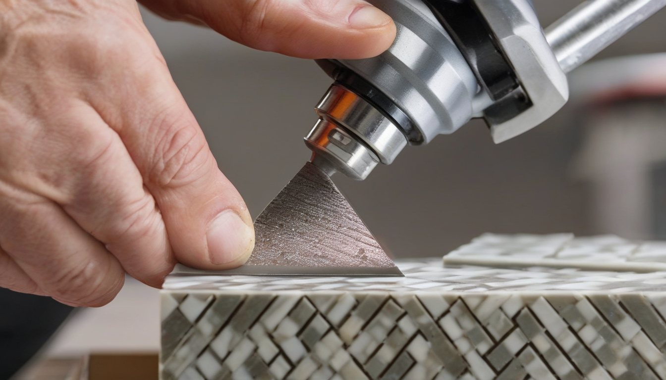 Різання плитки електричним плиткорізом під час ремонту квартири без сколів