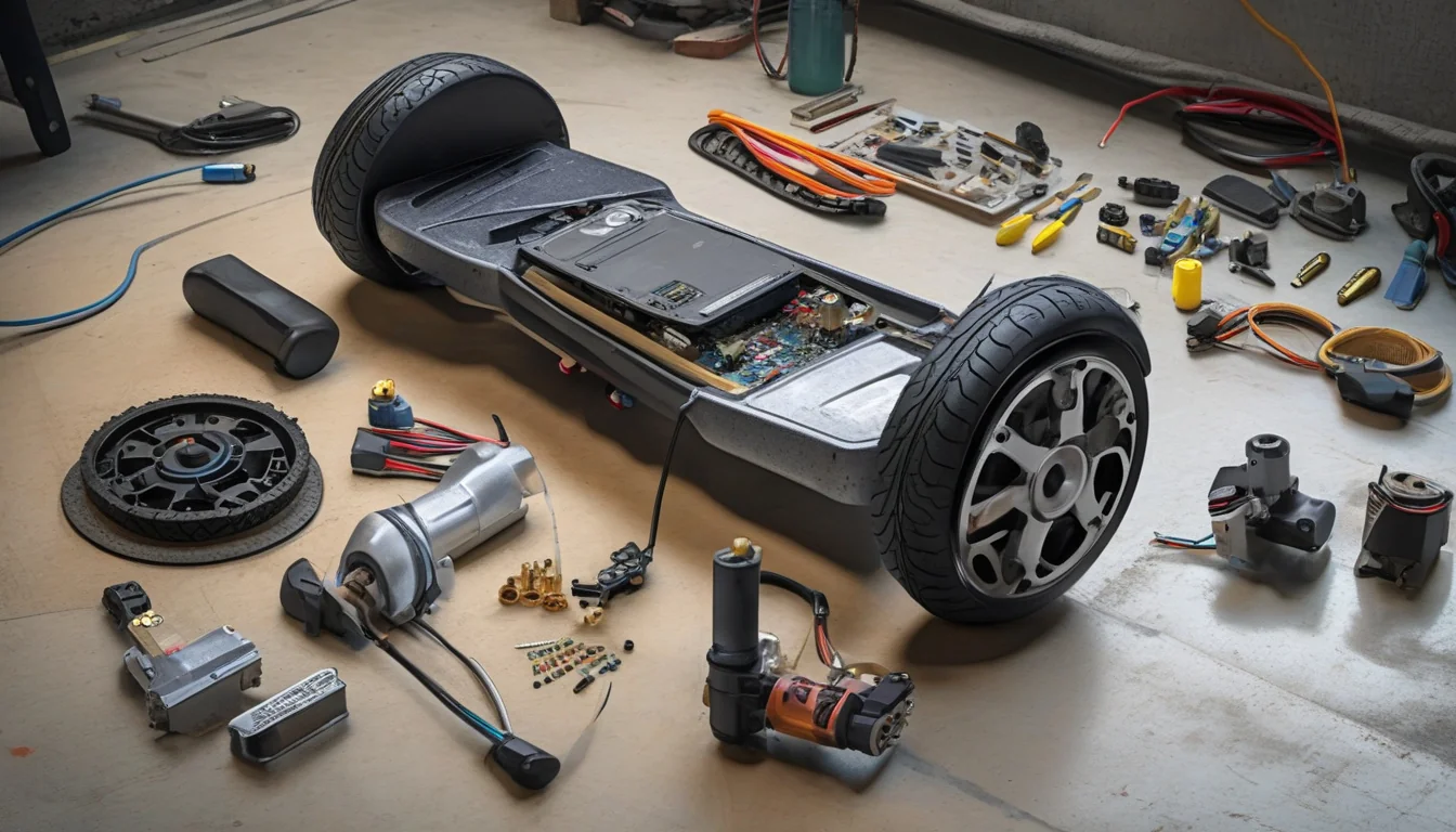 Hoverboard przygotowany do diagnostyki po błędzie płyty