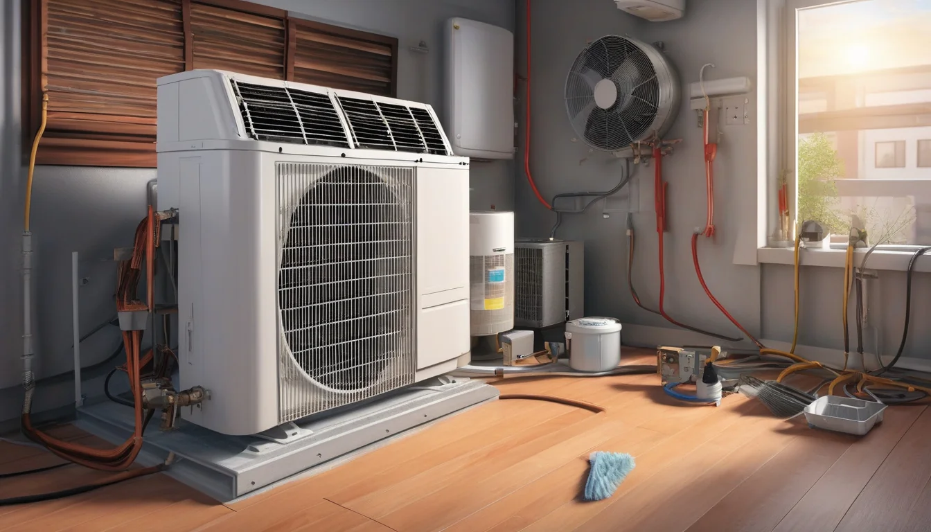 Klimatyzator przygotowany do diagnostyki serwisowej we Wrocławiu